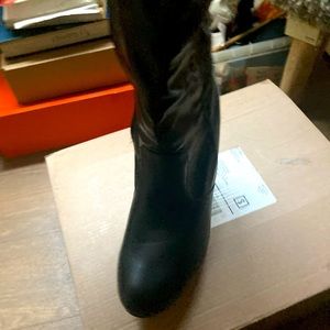 All black  knee high boots